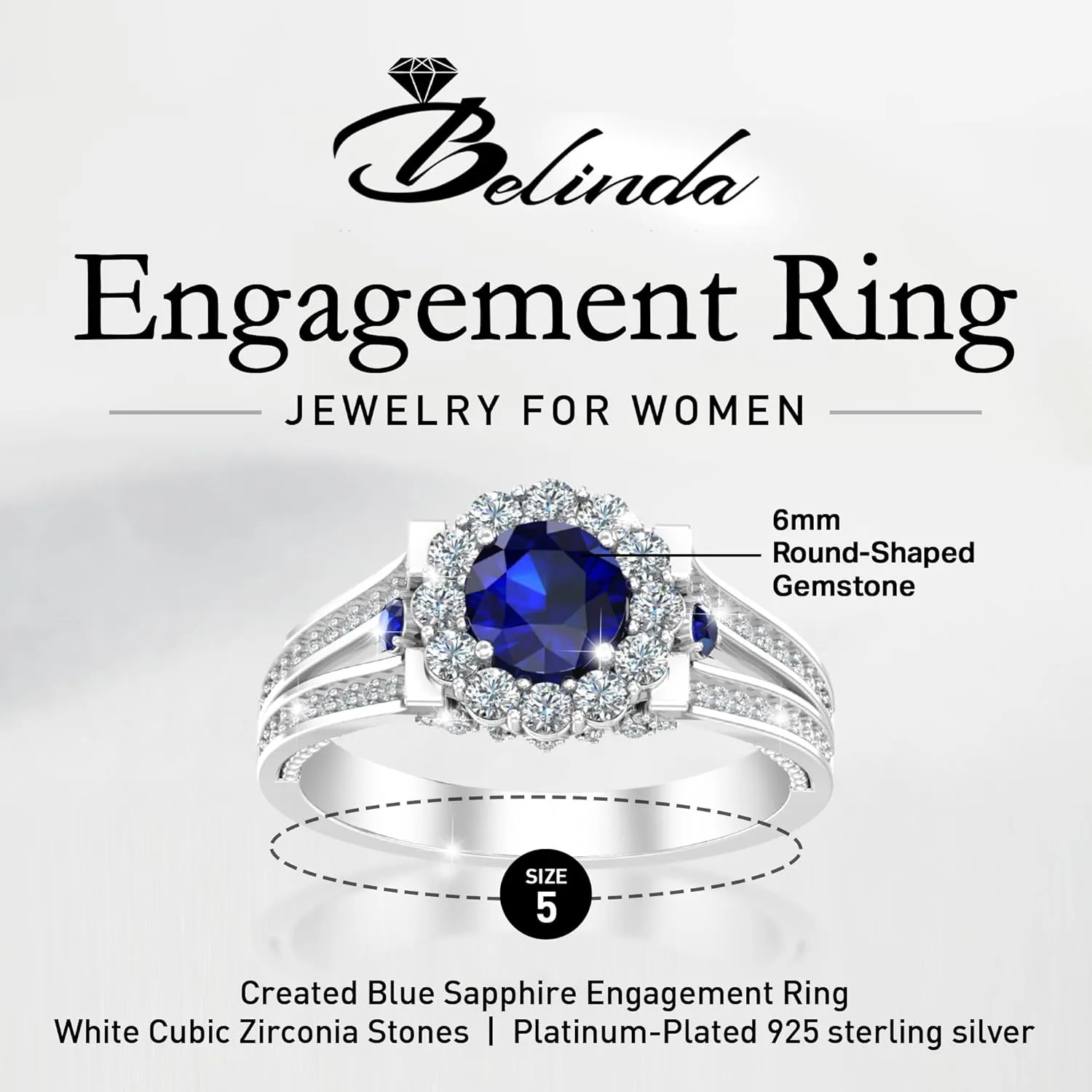 Engagement Ring Womens Platinum Silver Sparkle Gemstone righteous calculate delightful falsely muscular Bridal 