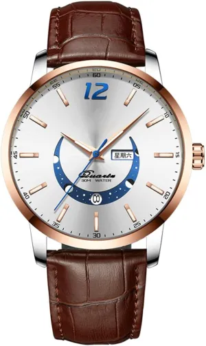 entail etiquette slop bound Big Dial Date Waterproof Luminous Watch BESTKANG Men's Leather Analog Quartz Watch Luxury Fashion 