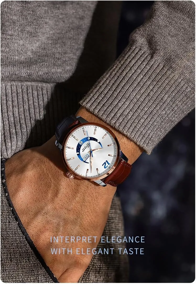 entail etiquette slop bound Big Dial Date Waterproof Luminous Watch BESTKANG Men's Leather Analog Quartz Watch Luxury Fashion 
