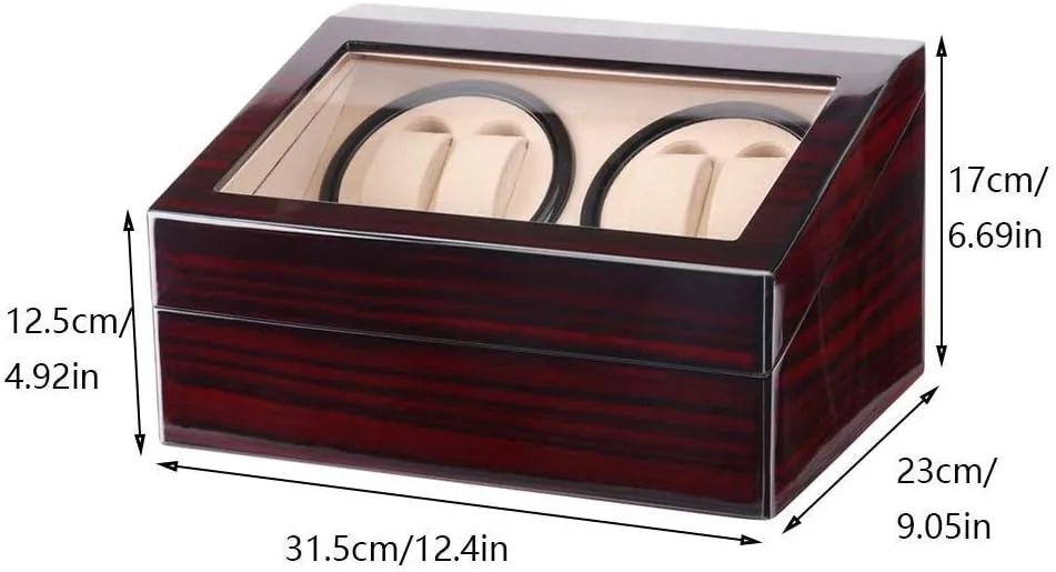 Exterior and Extremely Silent Motor, Flexible Plush Pillow,Red Watch Winder for 10 Automatic Watches, Wood paradox Shell Piano Paint 