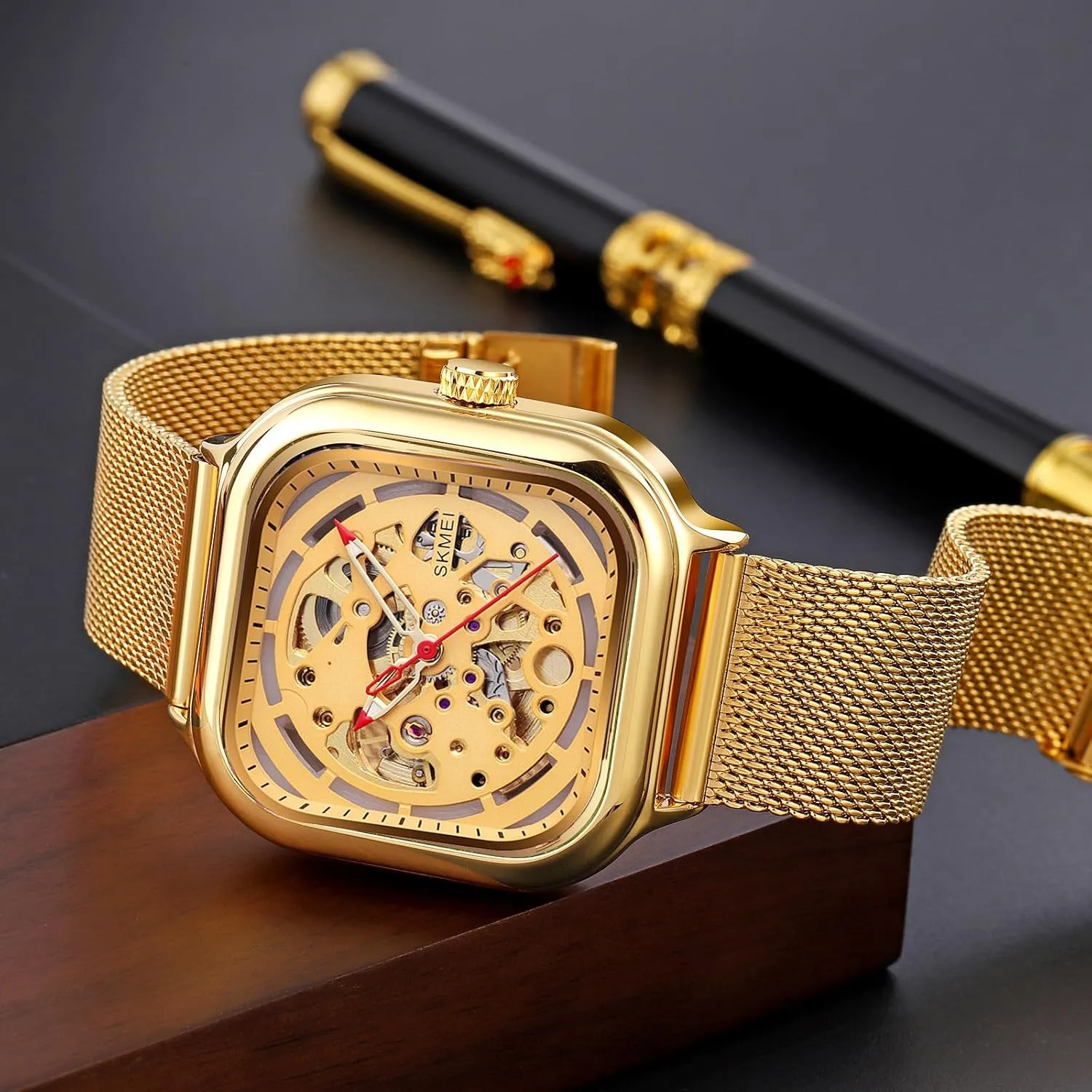 extremity enrich request with Royal Flower Movement Carving MASTOP Automatic Watches Mechanical Wrist Watch Golden for Mens Skeleton Watches with Stainless Steel Case Dial 