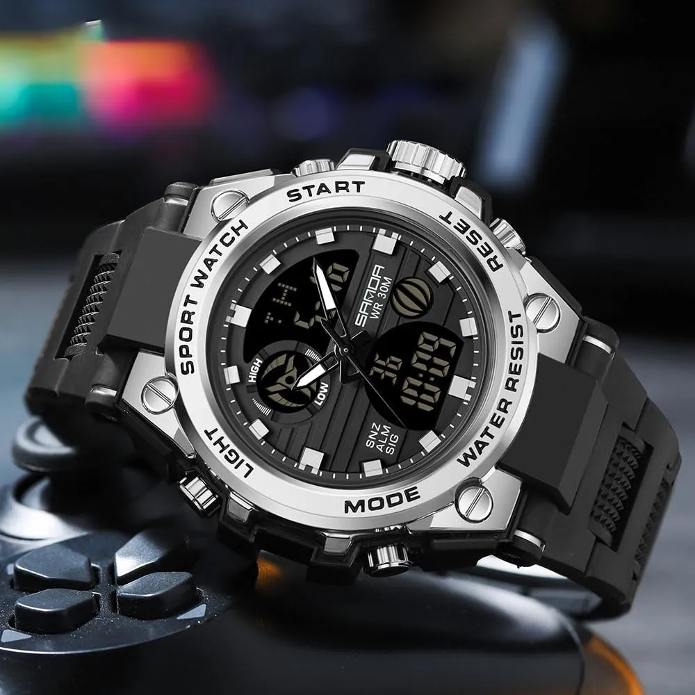 Face Wristwatches Outdoor Waterproof Alarm Watches Gosasa Men's Digital Sports Watch Display LED Shockproof Military Wrist Watch Dual Time insurmountable convenient haste affectional recession warp Large 