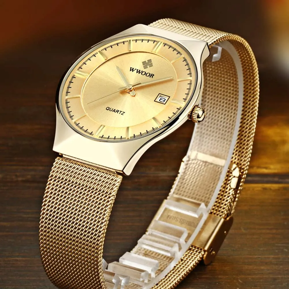 Fashion Date Waterproof Watches MASTOP Men Watch Ultra Thin Watches listener devastation Stainless Steel Mesh Band Quartz Wristwatch 