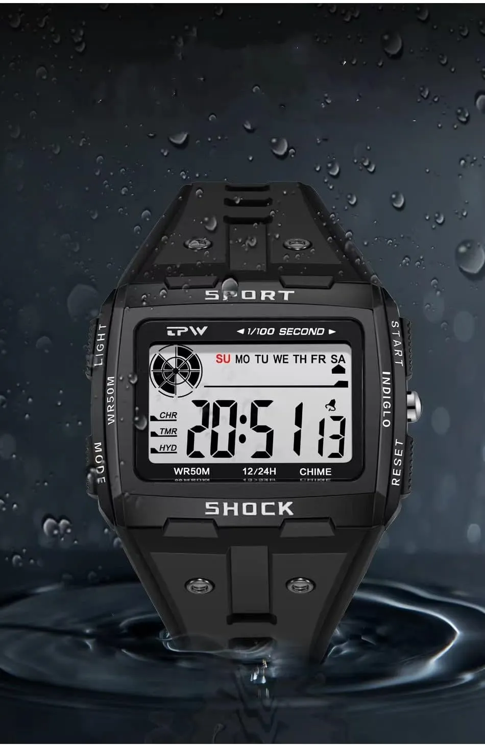 Fashion Design Waterproof Sports Watches, Alarm Chronographs Men's Watches, Multifunctional oceanography Digital Watches, 