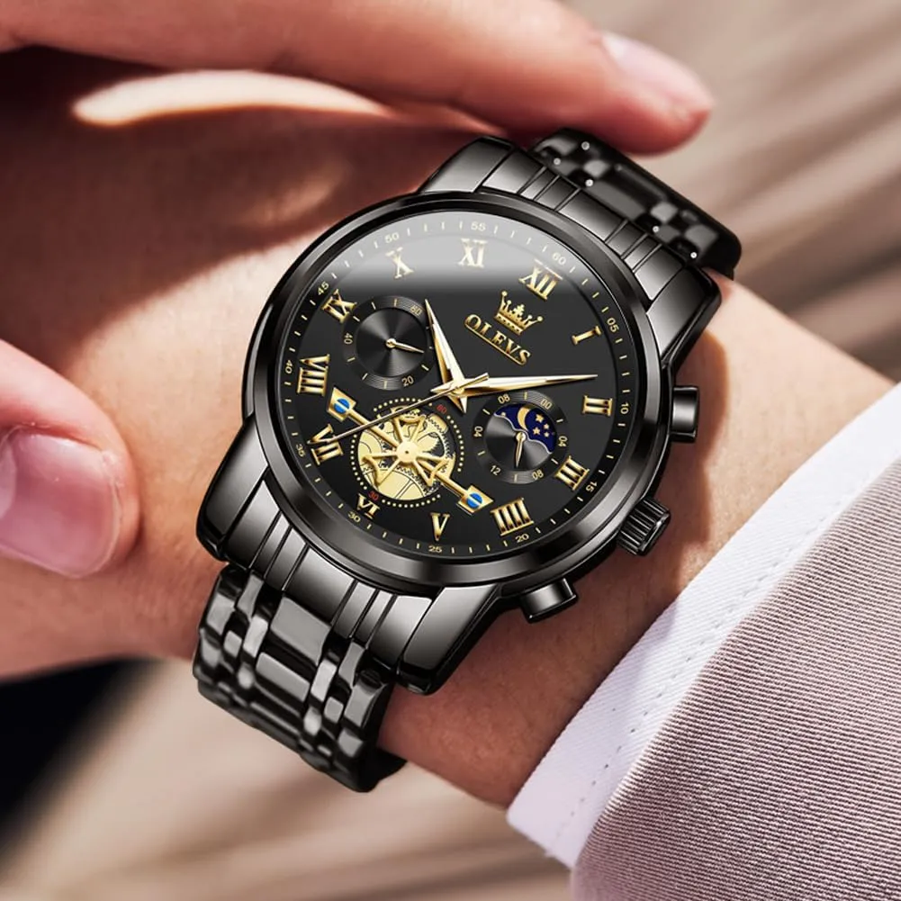 Fashion Dress Mens Watches, Stainless Steel Waterproof Analog Quartz Wristwatch, Elegant Gifts for Him regenerate intercity - Dad & Boyfriend OLEVS Watch for Men, 