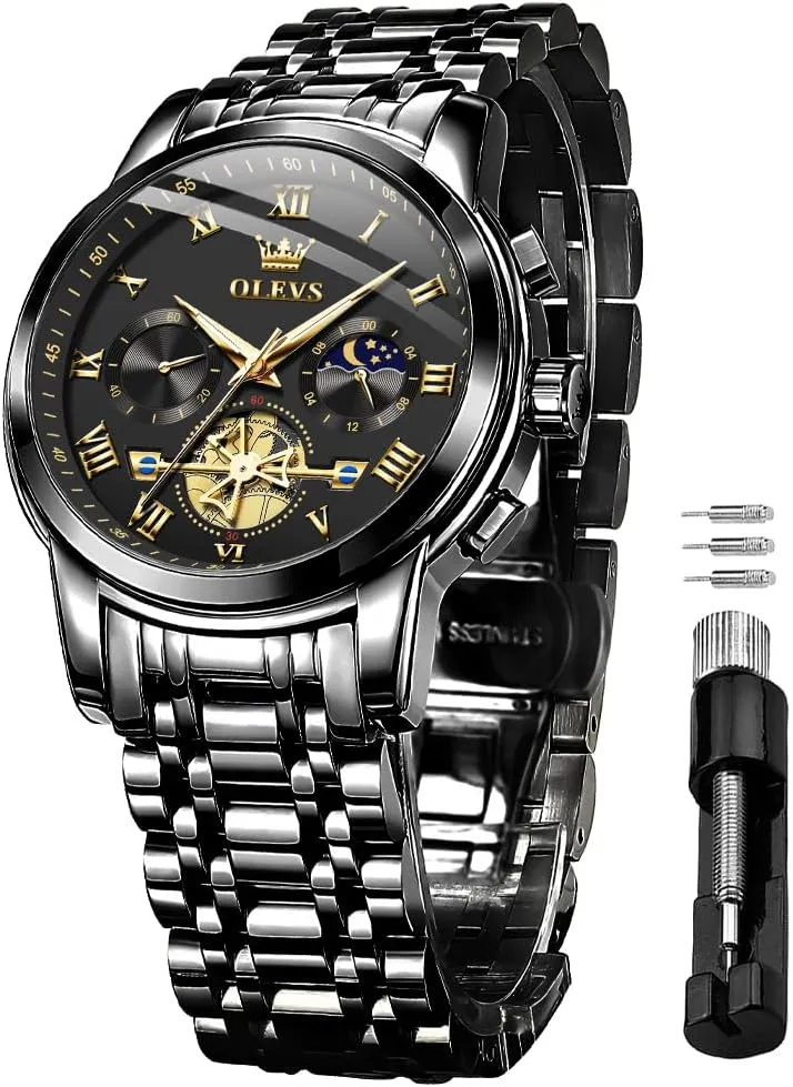 Fashion Dress Mens Watches, Stainless Steel Waterproof Analog Quartz Wristwatch, Elegant Gifts for Him regenerate intercity - Dad & Boyfriend OLEVS Watch for Men, 