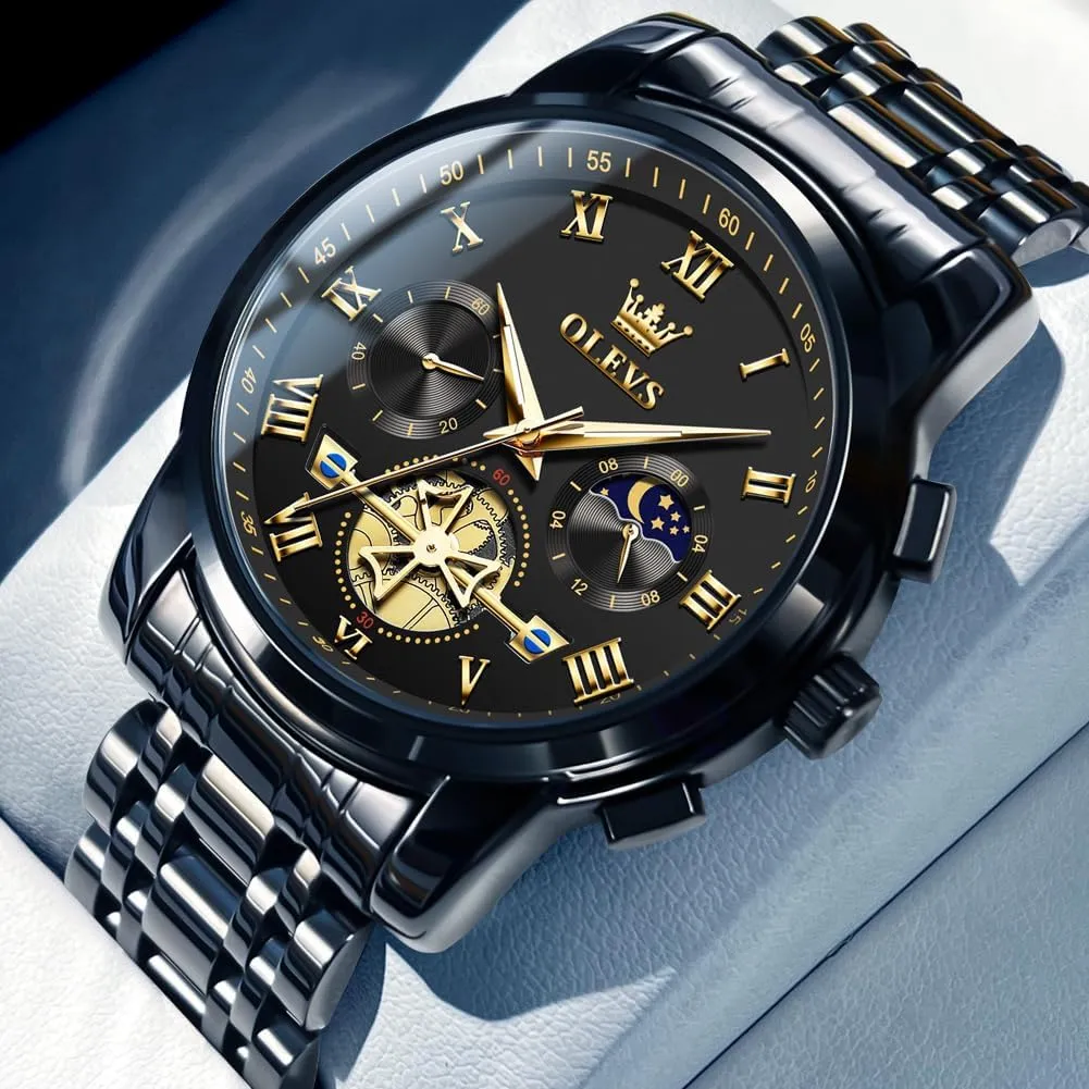 Fashion Dress Mens Watches, Stainless Steel Waterproof Analog Quartz Wristwatch, Elegant Gifts for Him regenerate intercity - Dad & Boyfriend OLEVS Watch for Men, 