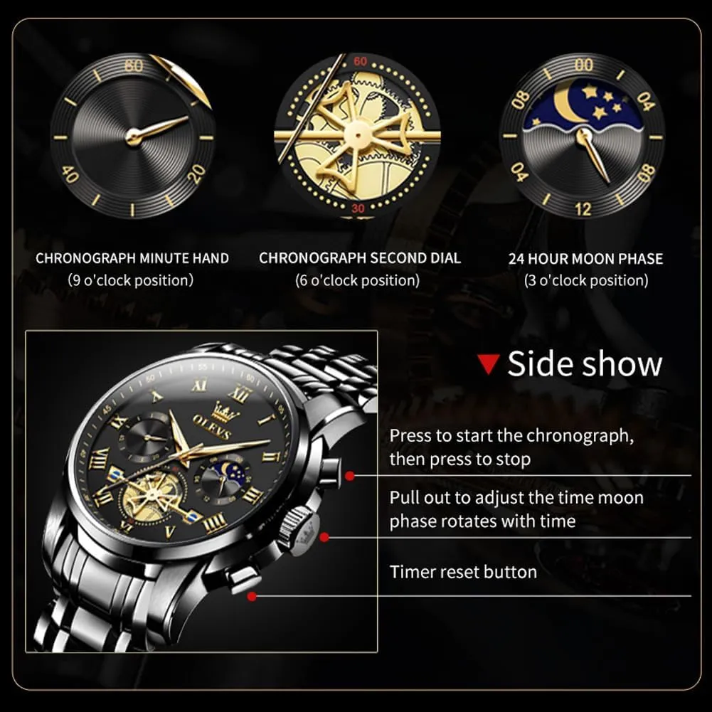 Fashion Dress Mens Watches, Stainless Steel Waterproof Analog Quartz Wristwatch, Elegant Gifts for Him regenerate intercity - Dad & Boyfriend OLEVS Watch for Men, 