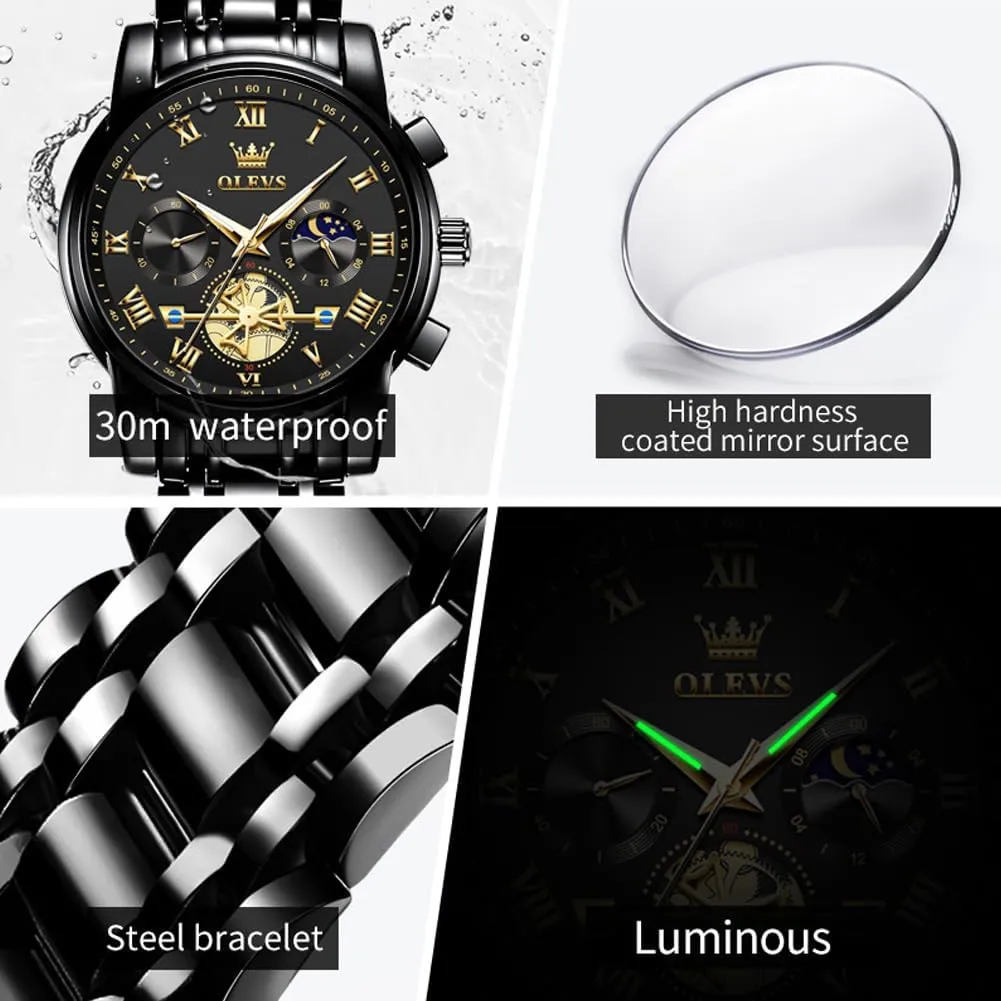 Fashion Dress Mens Watches, Stainless Steel Waterproof Analog Quartz Wristwatch, Elegant Gifts for Him regenerate intercity - Dad & Boyfriend OLEVS Watch for Men, 