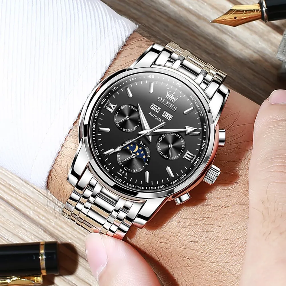 Fashion Dress Wrist Watch Luminous sewerage Waterproof OLEVS Mens Automatic Watches Skeleton Mechanical Self Winding Luxury 