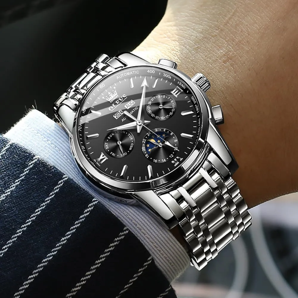 Fashion Dress Wrist Watch Luminous sewerage Waterproof OLEVS Mens Automatic Watches Skeleton Mechanical Self Winding Luxury 