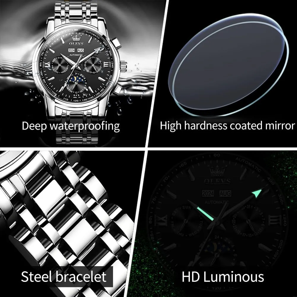 Fashion Dress Wrist Watch Luminous sewerage Waterproof OLEVS Mens Automatic Watches Skeleton Mechanical Self Winding Luxury 