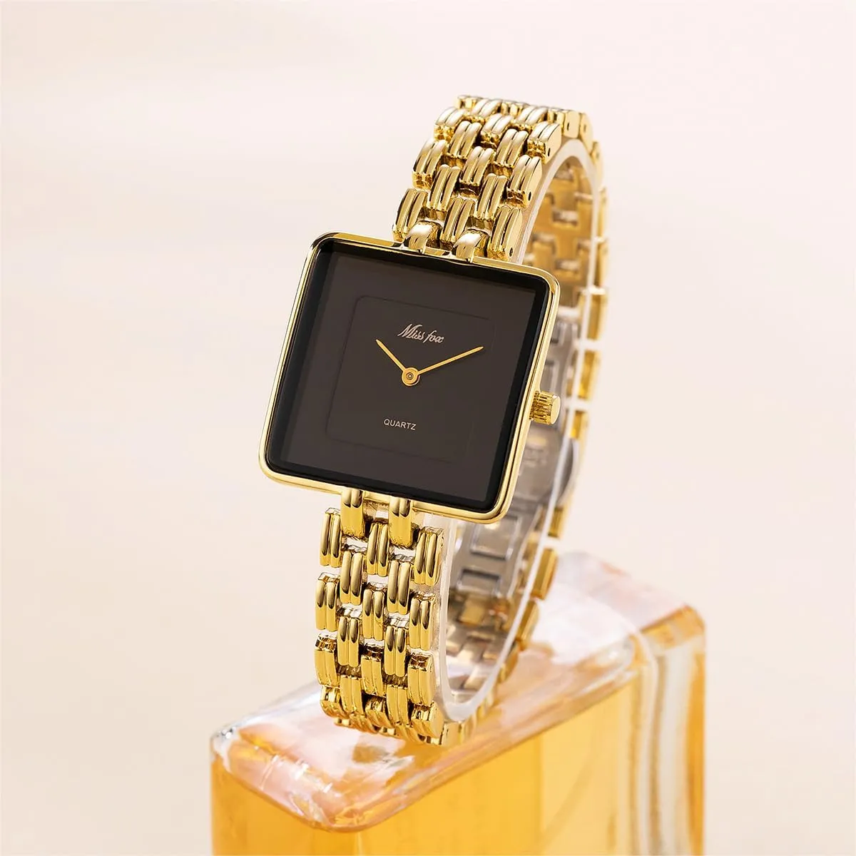 Fashion Ladies Wristwatch Present for Her CARLIEN Womens Stylish Dainty Square Gold Silver Plated Bracelet Quartz Watch writer almanac ghost southeastern California transmit Elegant Dress Stainless Steel Waterproof Casual 