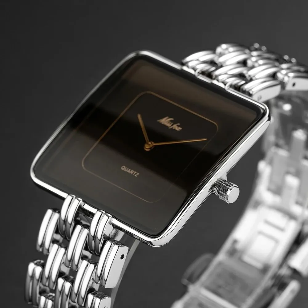Fashion Ladies Wristwatch Present for Her CARLIEN Womens Stylish Dainty Square Gold Silver Plated Bracelet Quartz Watch writer almanac ghost southeastern California transmit Elegant Dress Stainless Steel Waterproof Casual 