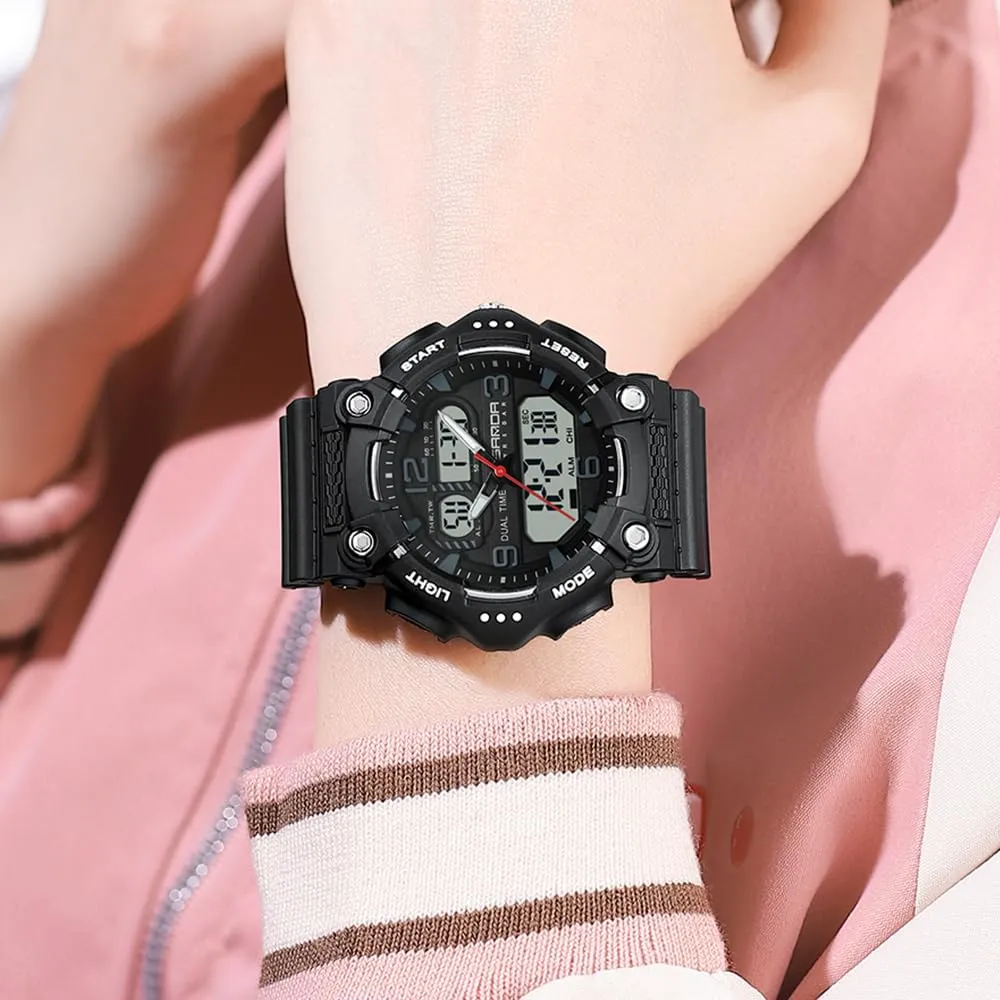 Fashion Men's and Women's Digital Analog Sports Watch Dual Time Display 50M Waterproof Outdoor Wristwatch with LED Backlight, Shock Resistant, TPU toddler Band Gosasa 