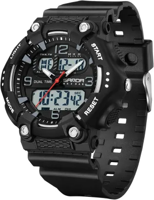 Fashion Men's and Women's Digital Analog Sports Watch Dual Time Display 50M Waterproof Outdoor Wristwatch with LED Backlight, Shock Resistant, TPU toddler Band Gosasa 