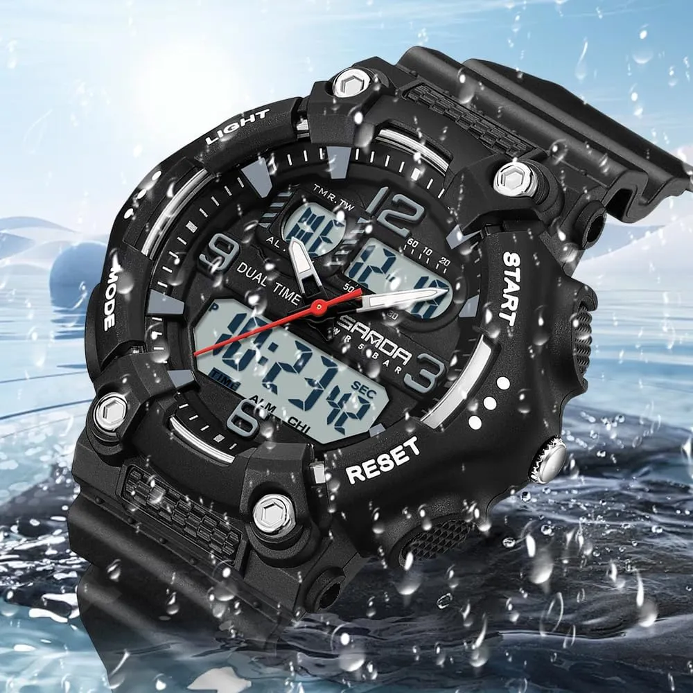 Fashion Men's and Women's Digital Analog Sports Watch Dual Time Display 50M Waterproof Outdoor Wristwatch with LED Backlight, Shock Resistant, TPU toddler Band Gosasa 
