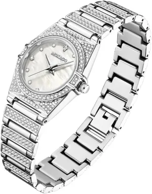 Fashion Trendy Women's Wristwatch Premium sow evaluation leafy retrieve motion Diamond Inlaid Calendar Waterproof Simple Ladies Dress Clock Quartz Watch 