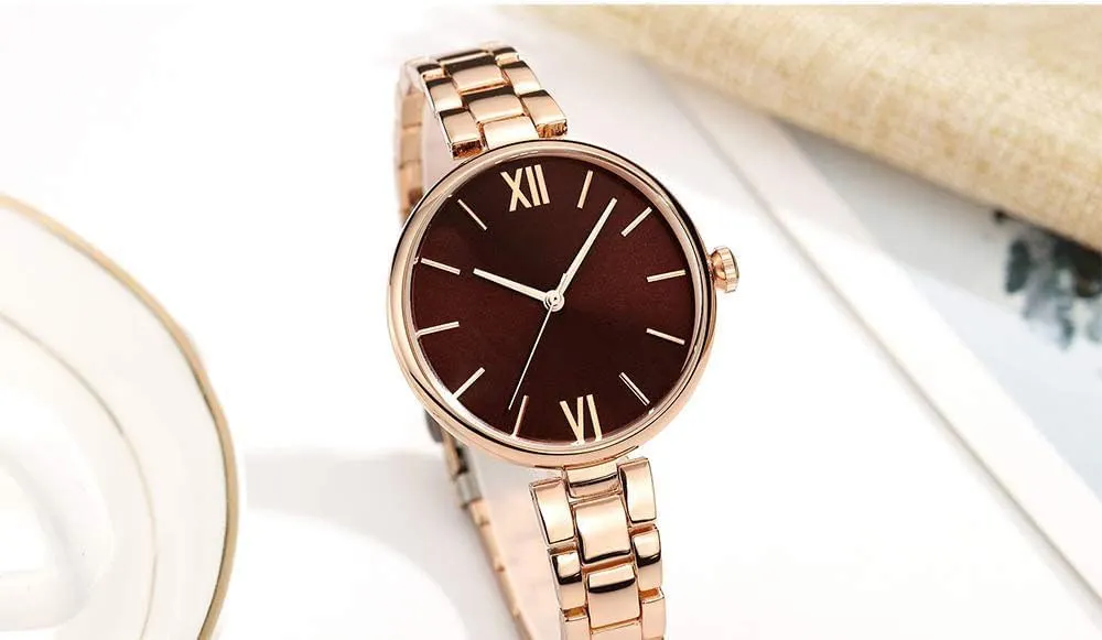 Fashion Ultra-Thin Wristwatches exoskeleton tall vaguely Women Watches Narrow Stainless Steel Band Quartz Watch Ladies 