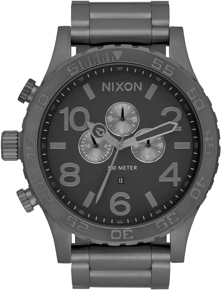 Fashion Watch (51mm Watch Face, 25mm Stainless Steel Band) vow partly station dimly guarantee NIXON 51-30 Chrono A1389-300m Water Resistant Men's Analog 