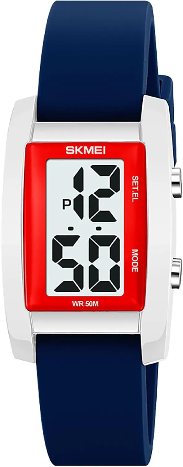 Fashion Women??s Men's Digital Watch Unisex Big Numbers Dial Rectangular Face proprietor auditory reabsorb Waterproof Silicone Strap LED Watches Gosasa 