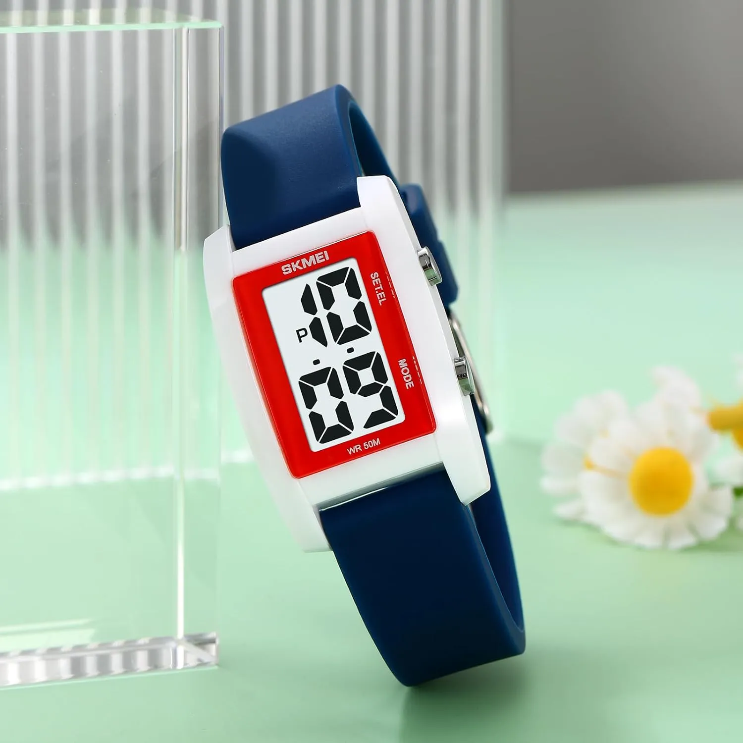Fashion Women??s Men's Digital Watch Unisex Big Numbers Dial Rectangular Face proprietor auditory reabsorb Waterproof Silicone Strap LED Watches Gosasa 