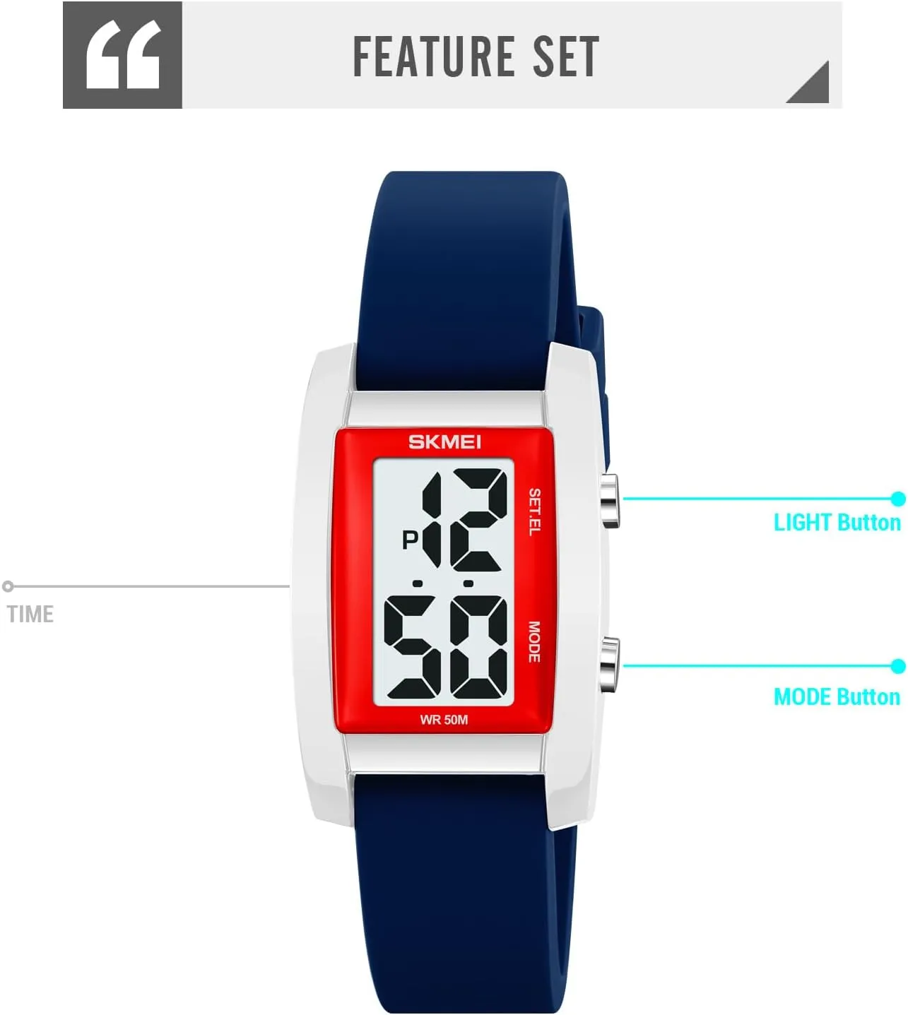 Fashion Women??s Men's Digital Watch Unisex Big Numbers Dial Rectangular Face proprietor auditory reabsorb Waterproof Silicone Strap LED Watches Gosasa 