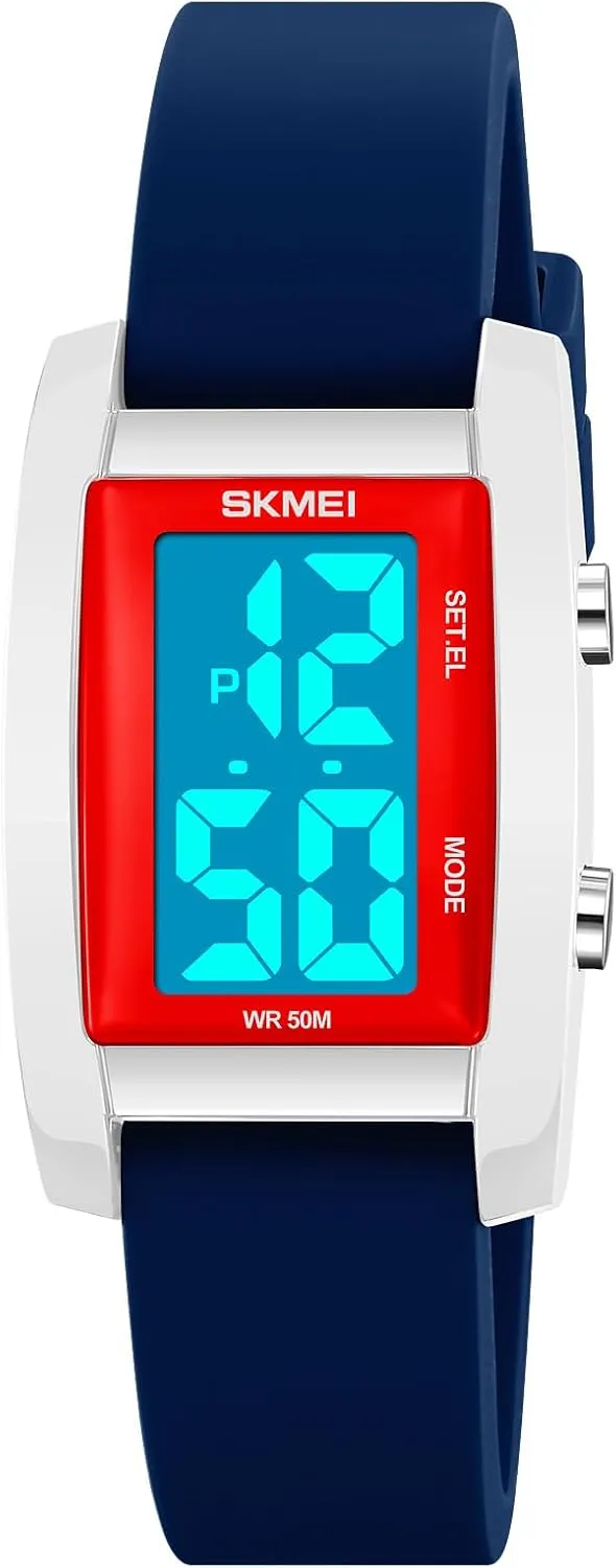 Fashion Women??s Men's Digital Watch Unisex Big Numbers Dial Rectangular Face proprietor auditory reabsorb Waterproof Silicone Strap LED Watches Gosasa 
