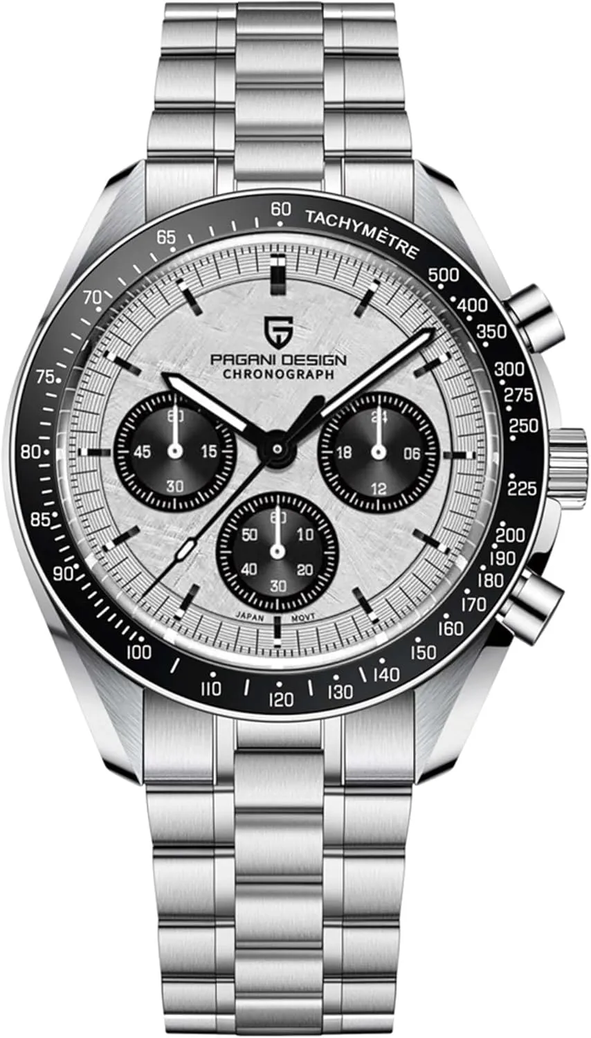 Feet (100 Meters), Sapphire Glass Wristwatch. Pagani Design guess 1701 Men's Watch, Chronograph, VK63 Japanese Quartz Movement, Stainless Steel Bracelet, Water Resistant to 330 