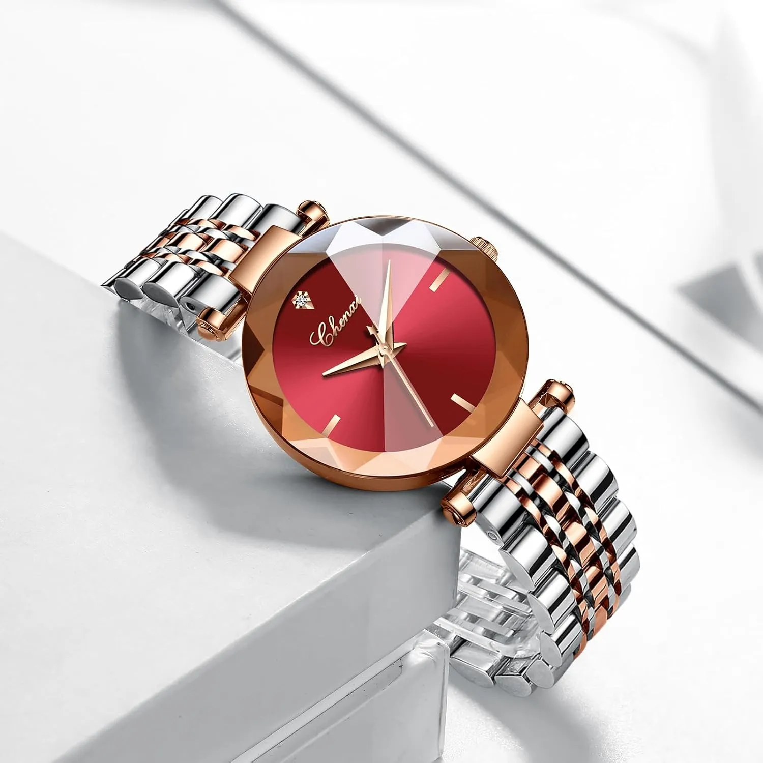 Female Watch Gosasa Women??s bead Watches Stainless Steel Two Tone Ladies Dress Casual Analog Quartz Waterproof 