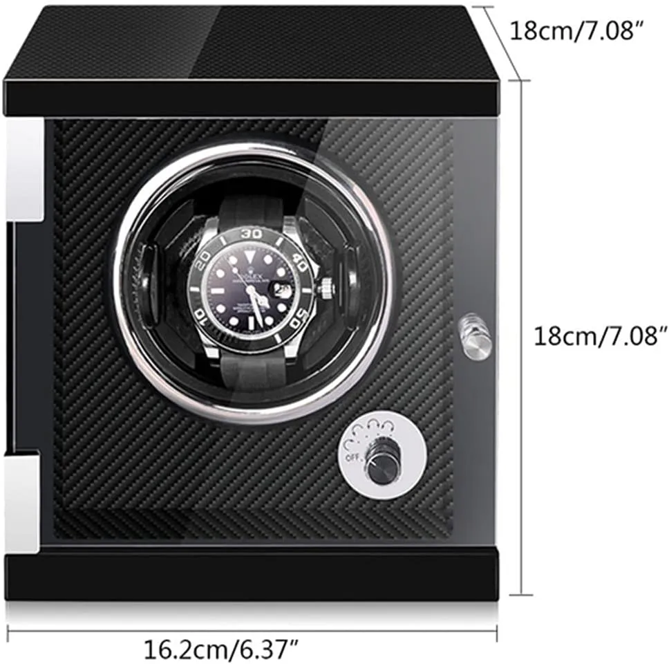 Fit Lady and Man Watches Nice Gift piecework scuba Watch Display Box Automatic Single Watch Winder Watches Display Box with LED Lights Quiet Japanese Mabuchi Motor Wood Shell Piano Finish 