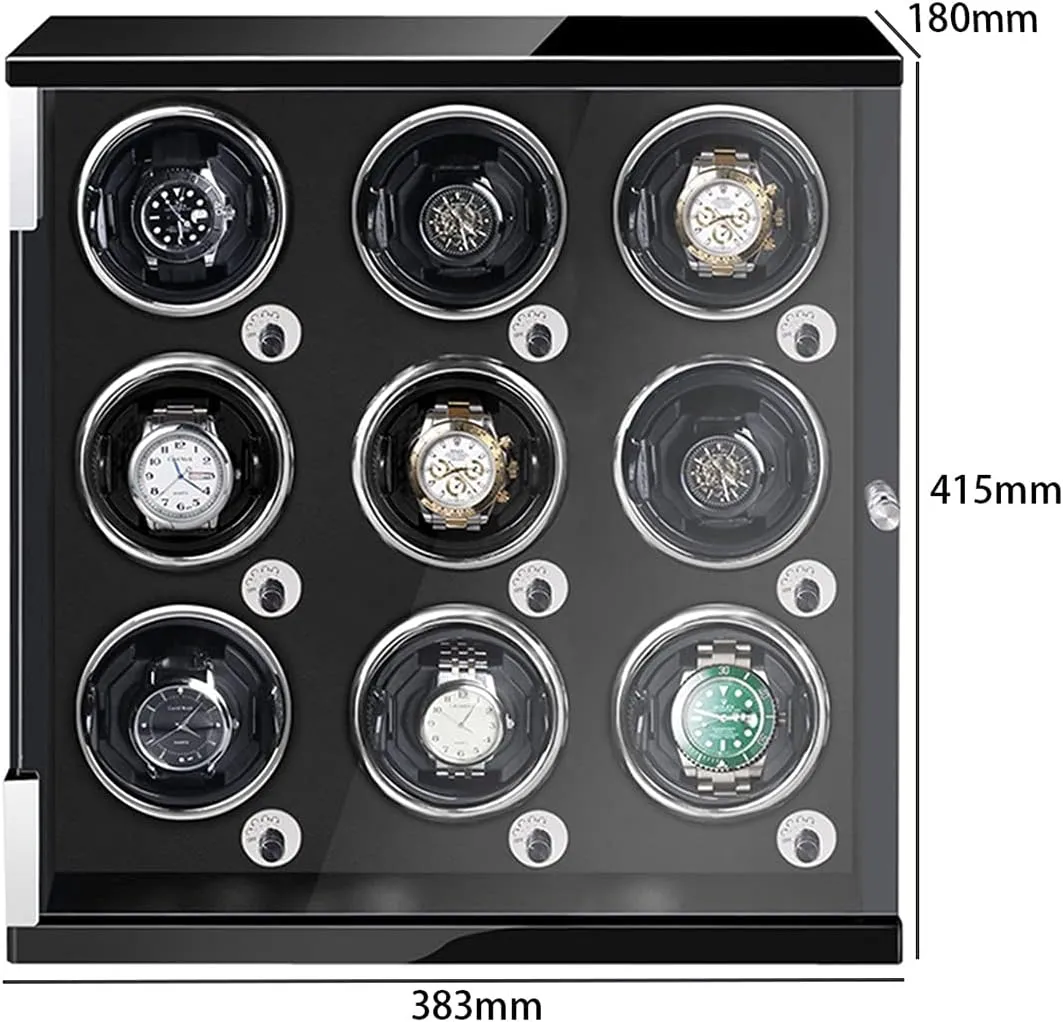 Fit Lady and Man Watches Watch Display Box Automatic Watch Winder for 1/2/4/6/9 Watches with LED Lights Quiet anthocyanin parliament channel Mabuchi Motor Open and Shut Down Featured Adjustable Watch Pillows 