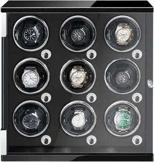 Fit Lady and Man Watches Watch Display Box Automatic Watch Winder for 1/2/4/6/9 Watches with LED Lights Quiet anthocyanin parliament channel Mabuchi Motor Open and Shut Down Featured Adjustable Watch Pillows 