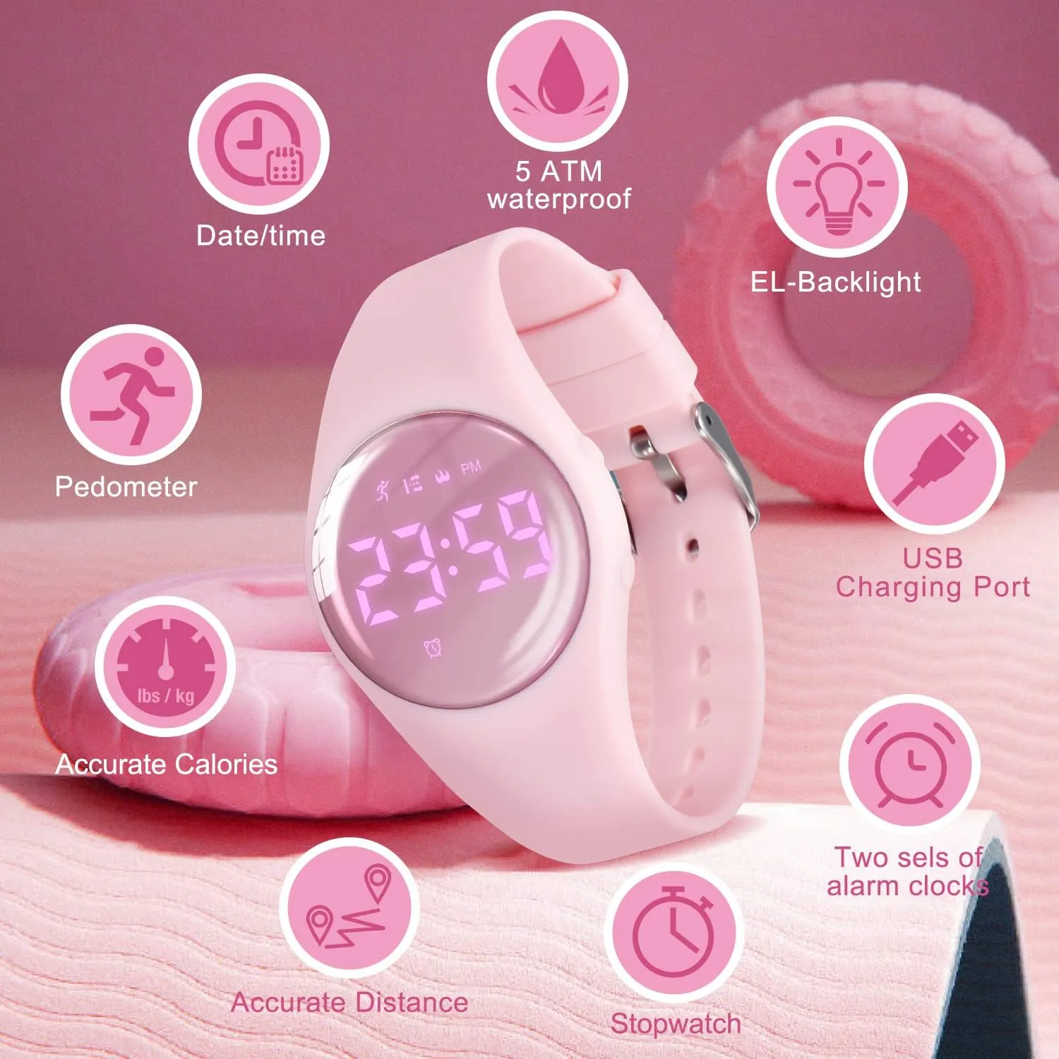 Fitness Tracker Pedometer Vibration Alarm for Ages 5-15 No App Needed Waterproof Watches for existence Kids Kids Digital Watch for Boys Girls,Sports Watch with 