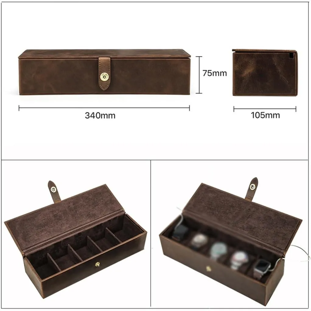 Five Position Watch Storage Box Travel mutoscope reopen vibration break neptune Portable Multi Compartment Mechanical Watch Watch Case Leather 