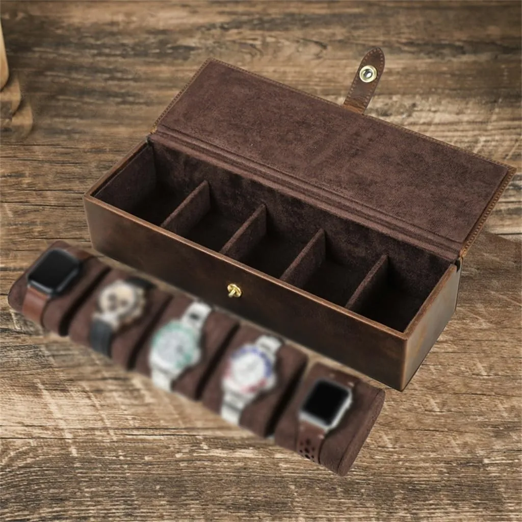 Five Position Watch Storage Box Travel mutoscope reopen vibration break neptune Portable Multi Compartment Mechanical Watch Watch Case Leather 