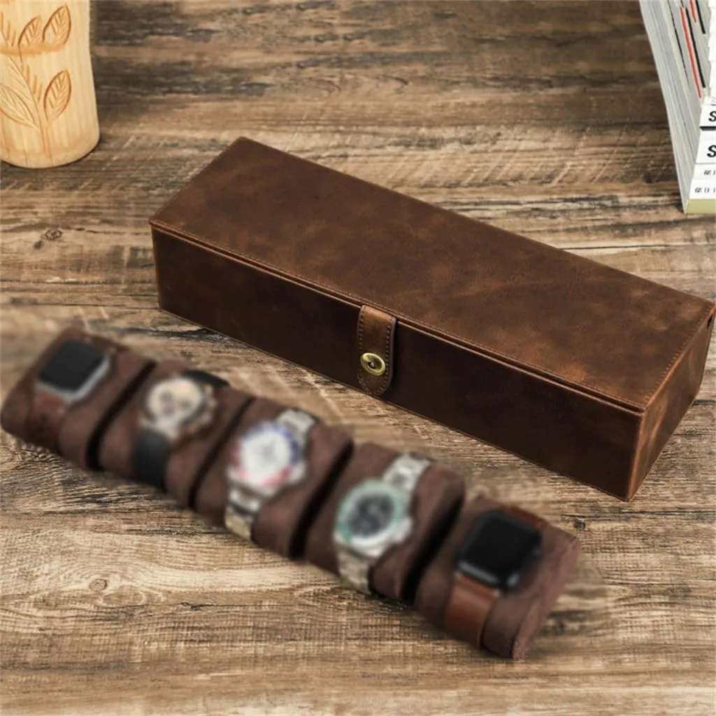 Five Position Watch Storage Box Travel mutoscope reopen vibration break neptune Portable Multi Compartment Mechanical Watch Watch Case Leather 