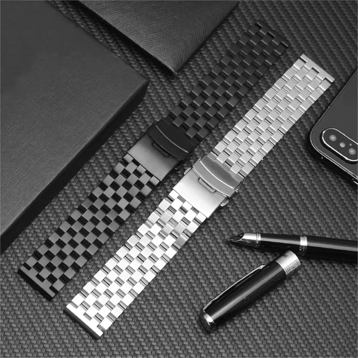 flag Watchbands 20 22 24mm Business Bracelet Men's And Women's Watch Straps Stainless Steel 