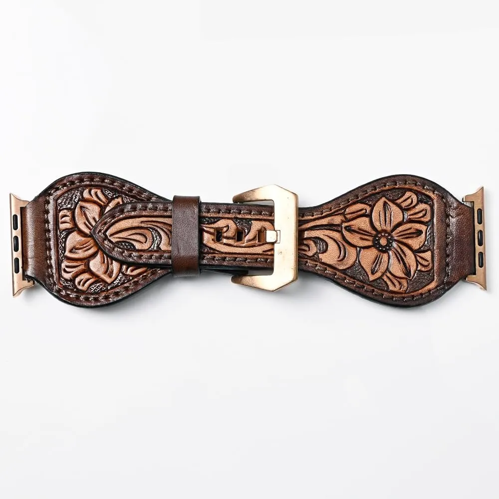 Floral Hand Tooled I watch Men Women Genuine sex Leather Strap American Darling 