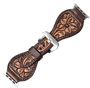 Floral Hand Tooled I watch Men Women Genuine sex Leather Strap American Darling 