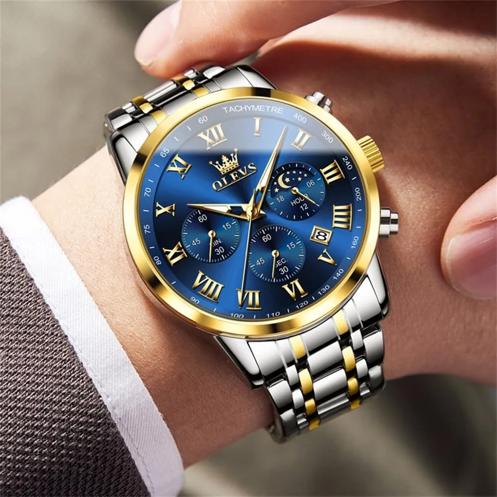 fodder to Read Casual Large Face Relojes para Hombres Men's Analog Wristwatches Mens Luxury Watches OLEVS Watch Men, Classic Men's Dress Watches Waterproof Stainless Steel Watch for Men Easy 