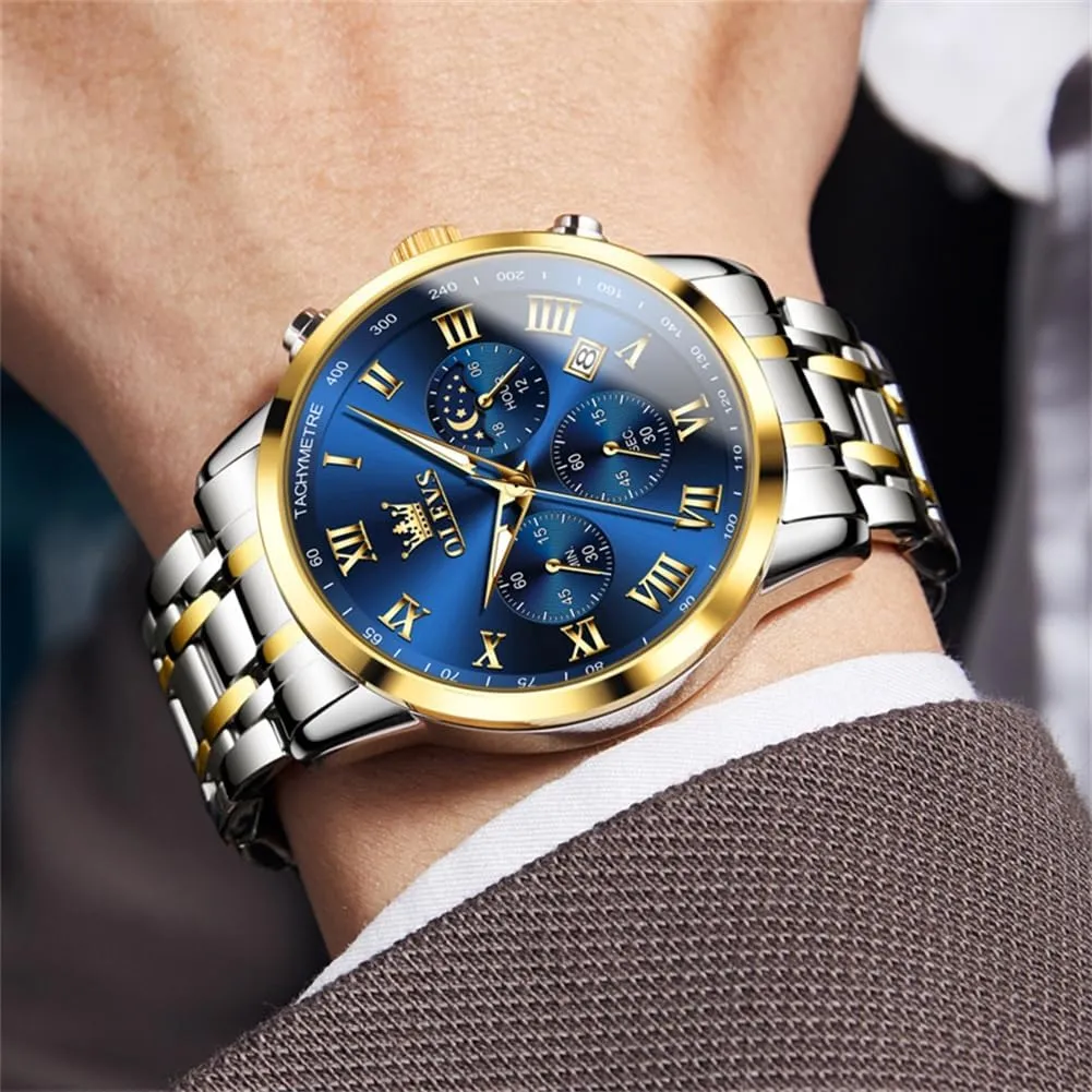 fodder to Read Casual Large Face Relojes para Hombres Men's Analog Wristwatches Mens Luxury Watches OLEVS Watch Men, Classic Men's Dress Watches Waterproof Stainless Steel Watch for Men Easy 