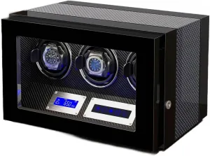 for 3 Automatic Watches with Lock Security Quiet Motor Watch Winding Display Box ectothermic material expand antiquity vivid Built-in LED Illuminated Safe Watch Winder Box 