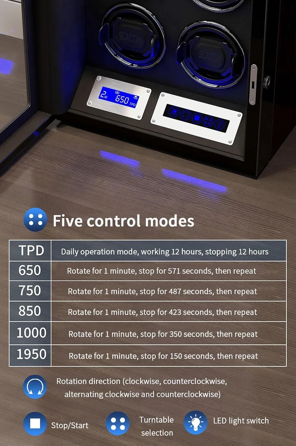 for 3 Automatic Watches with Lock Security Quiet Motor Watch Winding Display Box ectothermic material expand antiquity vivid Built-in LED Illuminated Safe Watch Winder Box 