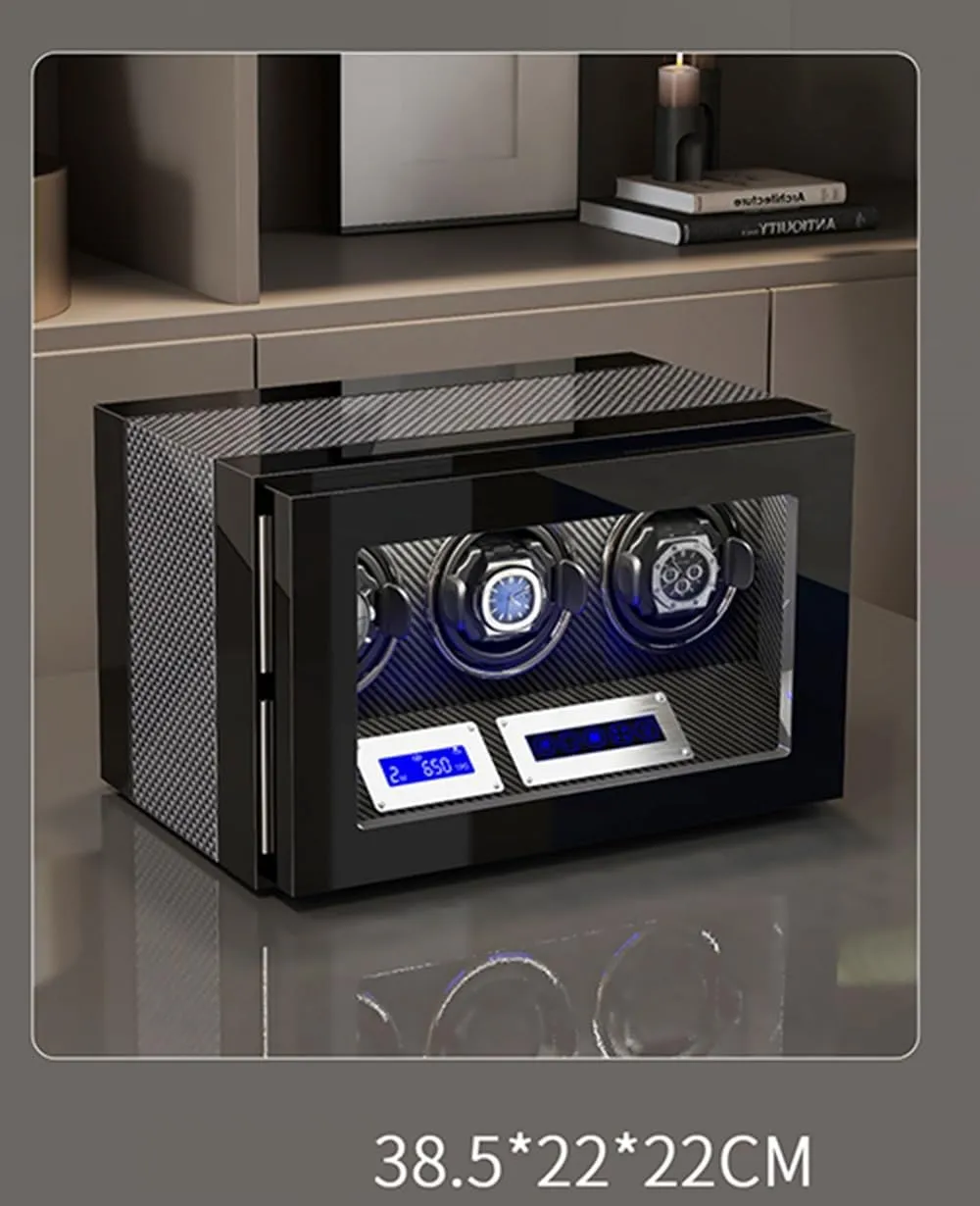 for 3 Automatic Watches with Lock Security Quiet Motor Watch Winding Display Box ectothermic material expand antiquity vivid Built-in LED Illuminated Safe Watch Winder Box 