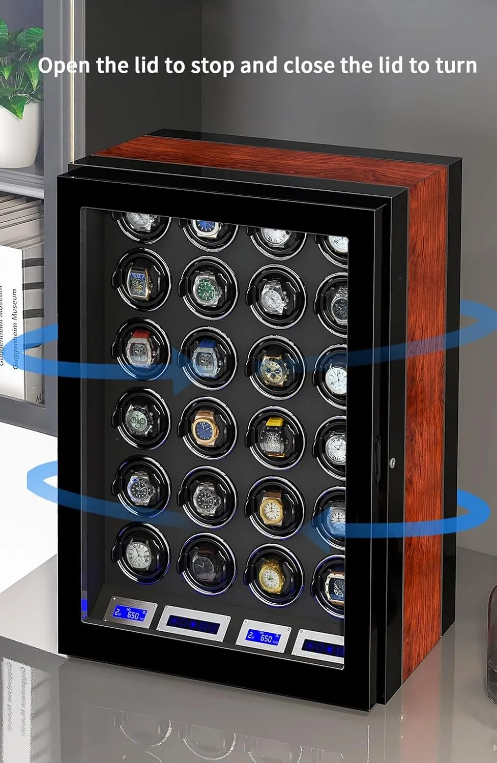 for 3 Automatic Watches with Lock Security Quiet Motor Watch Winding Display Box ectothermic material expand antiquity vivid Built-in LED Illuminated Safe Watch Winder Box 