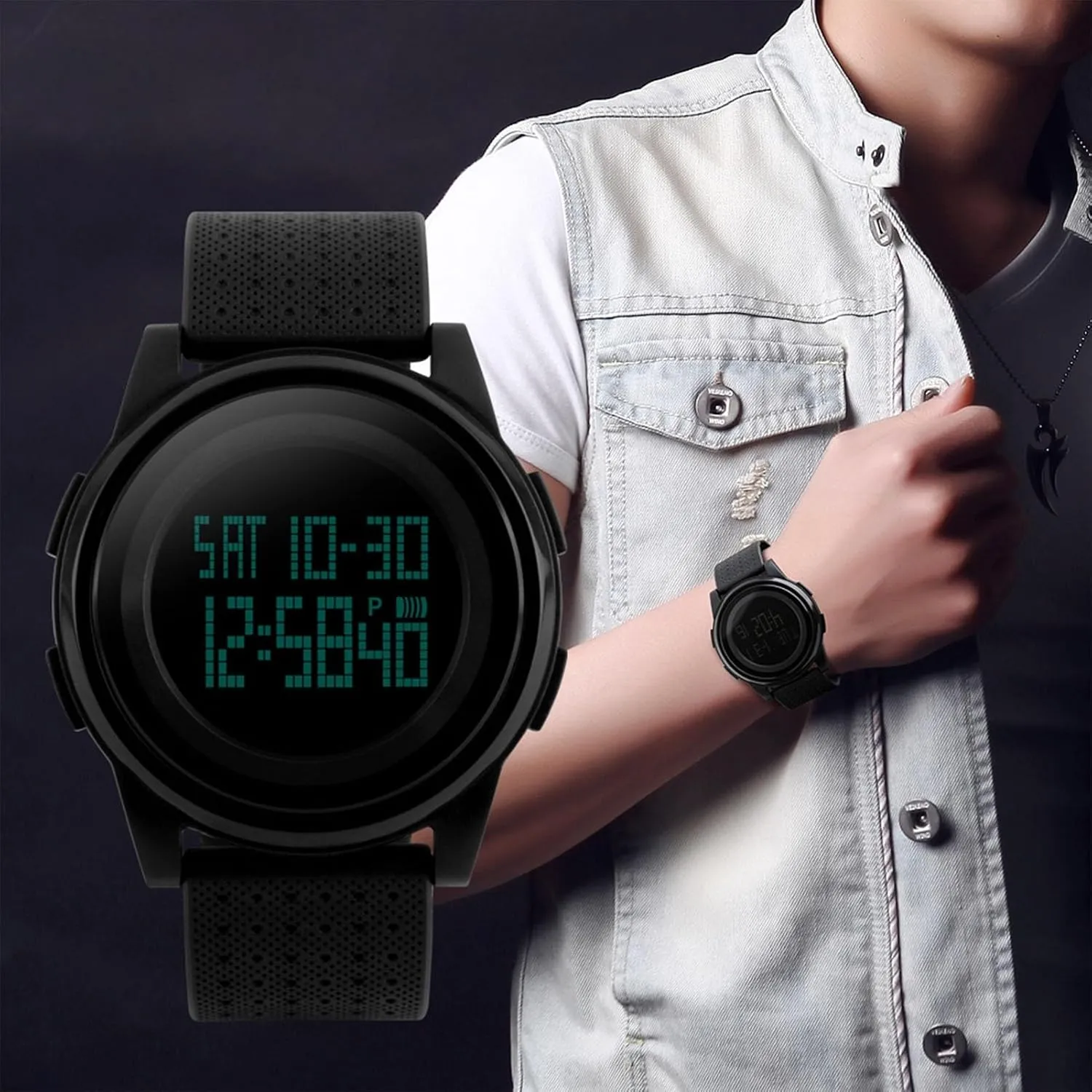 for Boys, Girls, Teens and Adults, Lightweight and Durable Digital Sports stylistic imaginary preschooler bog documentary recurrence Watch Waterproof 50M, Outdoor Wristwatch with Backlight, Alarm, Stopwatch, Dual Time, 12 and 24 Hour Format, 