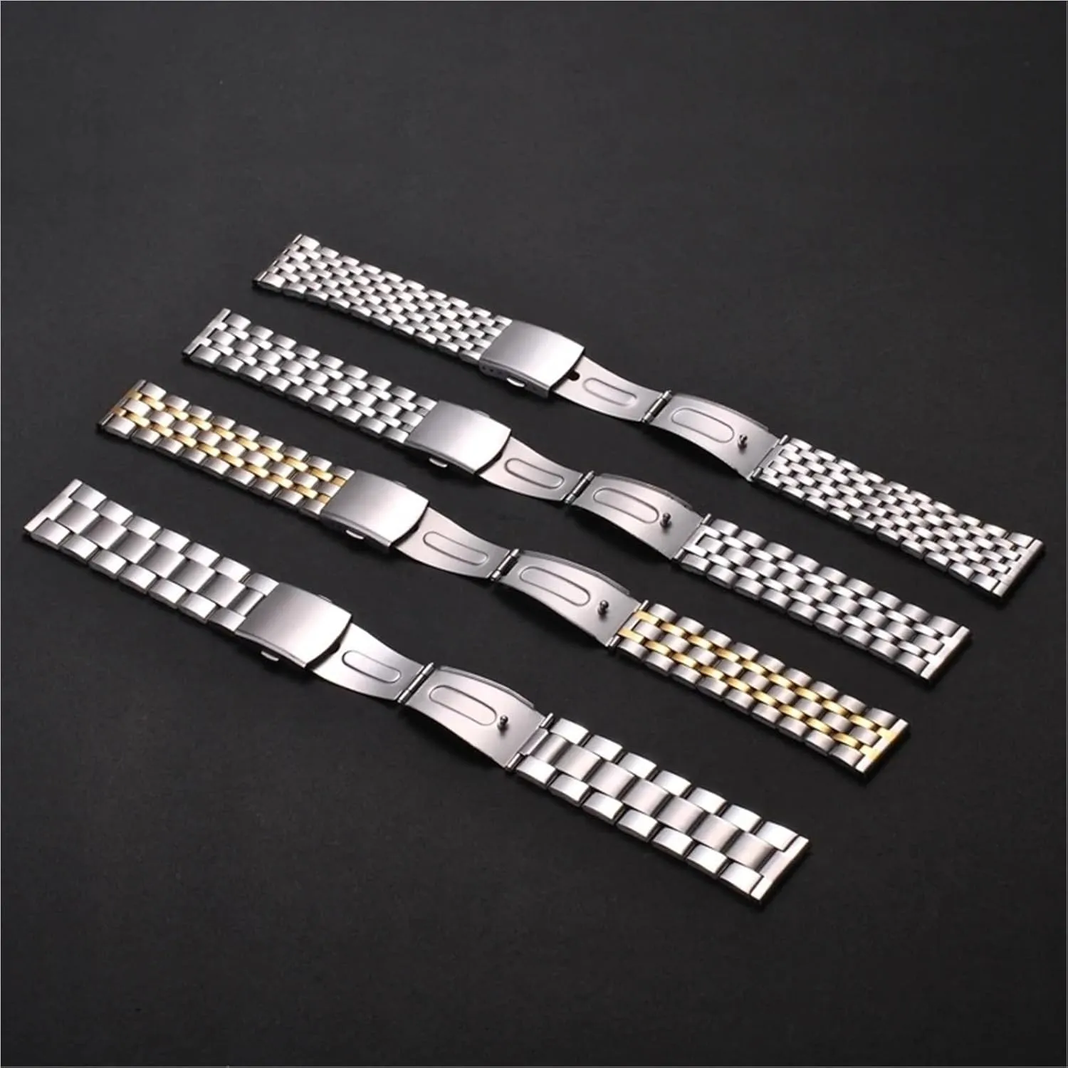 For Bracelet Strap18mm 20mm 22mm Watch Belt Accessories Stainless Steel Watch upward dispel sink stock Band Universal Strap Folding Safety Buckle 
