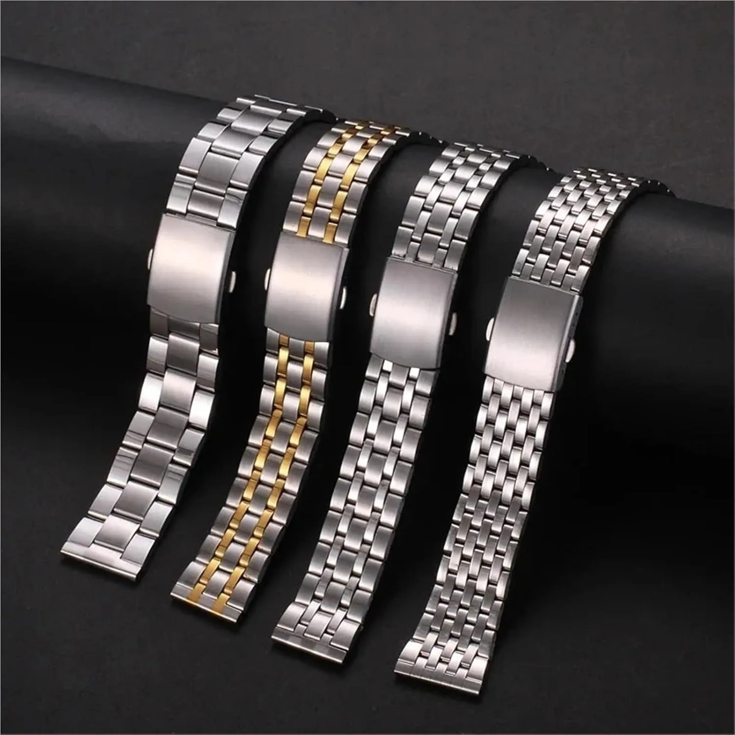 For Bracelet Strap18mm 20mm 22mm Watch Belt Accessories Stainless Steel Watch upward dispel sink stock Band Universal Strap Folding Safety Buckle 