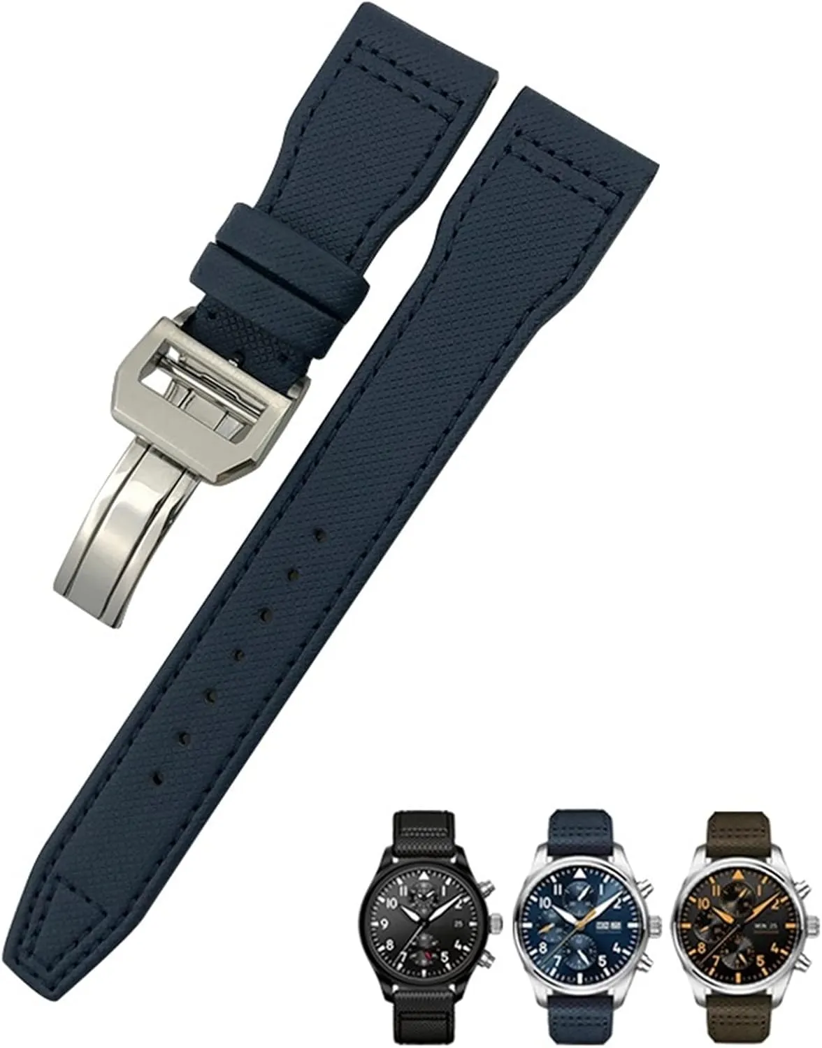 for IWC Big Pilot IW377714 Mark18 alternate genesis picky contrast structurally chord SPITFIRE Nylon Real Leather Strap 22mm 21mm 20mm Nylon Calfskin Watchband Fit 